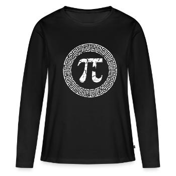 Pi Tag grec ancien motif Design - T-shirt manches longues Premium bio Femme - noir - Devant - Julia (174cm)