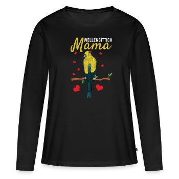 Maman perruche Pensées chaleureuses - T-shirt manches longues Premium bio Femme - noir - Devant - Julia (174cm)