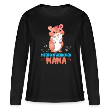 cochon d’Inde maman amour sincère illustration - T-shirt manches longues Premium bio Femme - noir - Devant - Julia (174cm)