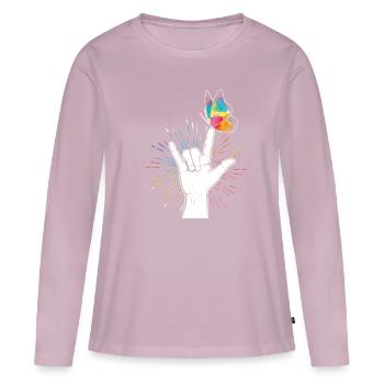 Autism Hand Sign Butterfly - Women's Premium Organic Long Sleeve Shirt - dusky pink - Front - Julia (174cm)
