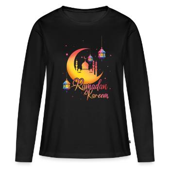 Ramadan Kareem Eid Mubarak Solennelle Clair de lune - T-shirt manches longues Premium bio Femme - noir - Devant - Julia (174cm)