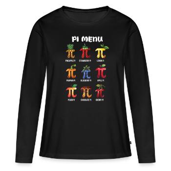 Pi Menu Fruité Pi Day Variété - T-shirt manches longues Premium bio Femme - noir - Devant - Julia (174cm)