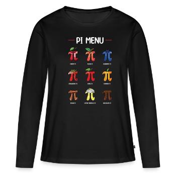 Pi Menu Fruit en Gebak Pi Dag Pret - Vrouwen Premium Bio shirt met lange mouwen - zwart - Voor - Julia (174cm)