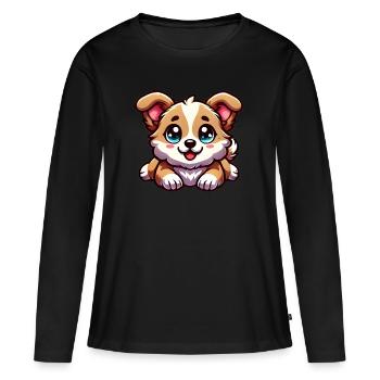 Cute Puppy Love 🐶❤️ - Women's Premium Organic Long Sleeve Shirt - black - Front - Julia (174cm)