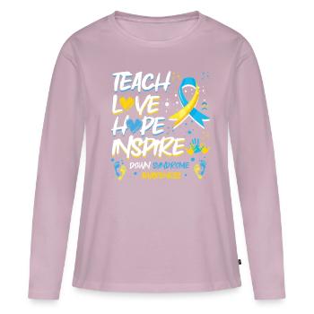 Teach Love Hope Inspire Down Syndrome - Women's Premium Organic Long Sleeve Shirt - dusky pink - Front - Julia (174cm)