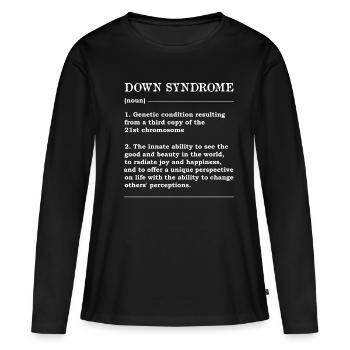T-shirt de définition du syndrome de Down : Unique - T-shirt manches longues Premium bio Femme - noir - Devant - Julia (174cm)