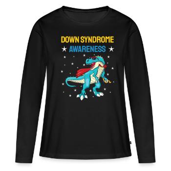 Conscience du syndrome de Down - T-shirt manches longues Premium bio Femme - noir - Devant - Julia (174cm)