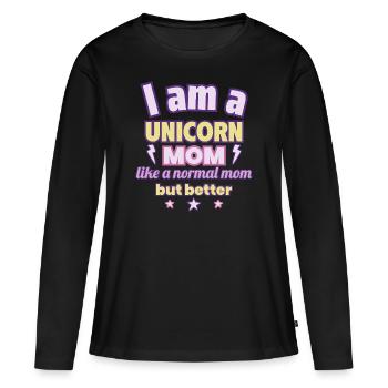 Mutter Einhorn, Muttertag Geschenk, Magie - Frauen Premium Bio Langarmshirt - Schwarz - Vorne - Julia (174cm)