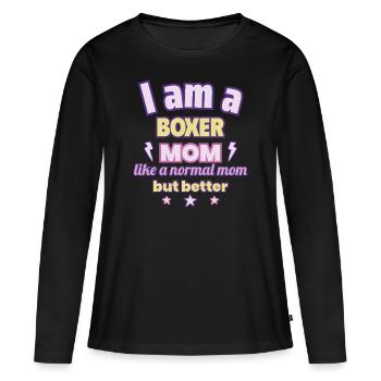 Boxer Mom, Mother's Day Gift, Sports - Women's Premium Organic Long Sleeve Shirt - black - Front - Julia (174cm)