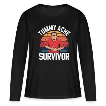 Maux d’estomac, Survivant, Expression humoristique - T-shirt manches longues Premium bio Femme - noir - Devant - Julia (174cm)