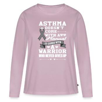 Sensibilisation à l’asthme : un combattant sans conseils - T-shirt manches longues Premium bio Femme - rose poudré - Devant - Julia (174cm)