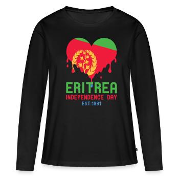 Eritrea Unabhängigkeitstag Est. 1991 Herz - Frauen Premium Bio Langarmshirt - Schwarz - Vorne - Julia (174cm)