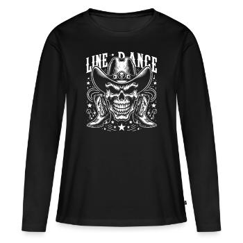 Crâne de danse en ligne avec stetson et bottes et lasso - T-shirt manches longues Premium bio Femme - noir - Devant - Julia (174cm)