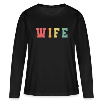 Retro Frau Matching Paar Hochzeitsfeier Hochzeit - Frauen Premium Bio Langarmshirt - Schwarz - Vorne - Julia (174cm)