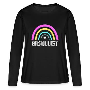 Blind Blindenschrift Braille - Frauen Premium Bio Langarmshirt - Schwarz - Vorne - Julia (174cm)