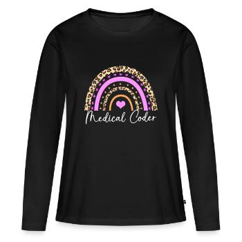 Codeur médical - T-shirt manches longues Premium bio Femme - noir - Devant - Julia (174cm)
