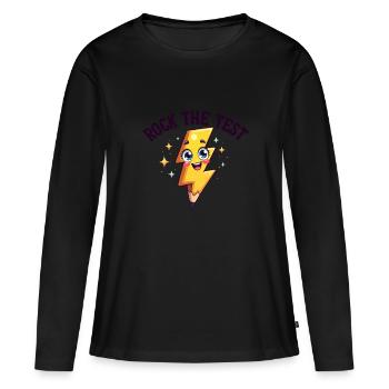 Rock The Test Drôle Journée de test Motivation The Test - T-shirt manches longues Premium bio Femme - noir - Devant - Julia (174cm)