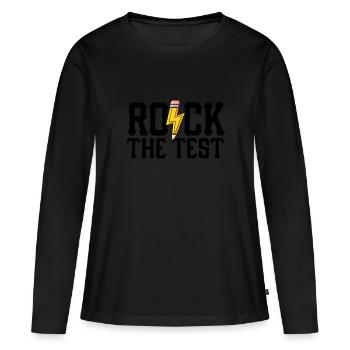 Rock The Test Drôle Journée de test Motivation The Test - T-shirt manches longues Premium bio Femme - noir - Devant - Julia (174cm)