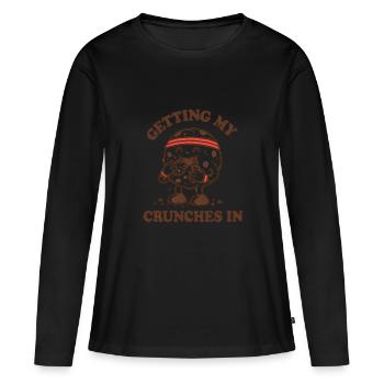 Mes crunchs dans la salle de sport font drôle ke - T-shirt manches longues Premium bio Femme - noir - Devant - Julia (174cm)