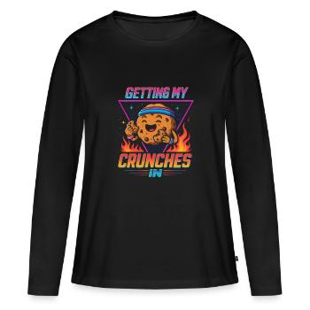 Mes crunchs dans la salle de sport font drôle ke - T-shirt manches longues Premium bio Femme - noir - Devant - Julia (174cm)