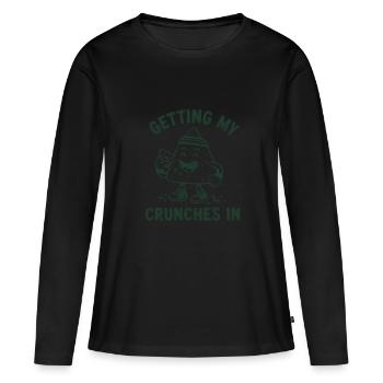 Mes crunchs de gym font du chi amusant - T-shirt manches longues Premium bio Femme - noir - Devant - Julia (174cm)