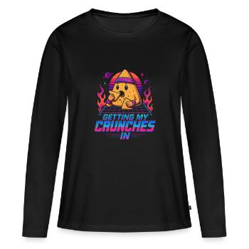 Mes crunchs de gym font du chi amusant - T-shirt manches longues Premium bio Femme - noir - Devant - Julia (174cm)