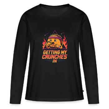 Mes crunchs dans la salle de sport font drôle Ta - T-shirt manches longues Premium bio Femme - noir - Devant - Julia (174cm)