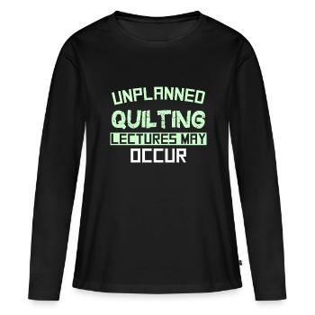 DES CONFÉRENCES IMPRÉVUES SUR LA COURTEPOINTE PEUVENT AVOIR LIEU - T-shirt manches longues Premium bio Femme - noir - Devant - Julia (174cm)