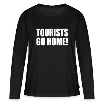 tourists go home - T-shirt manches longues Premium bio Femme - noir - Devant - Julia (174cm)