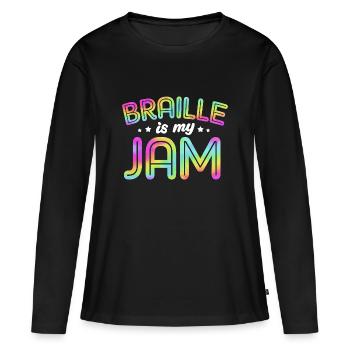 Braille Blindenschrift Blind - Frauen Premium Bio Langarmshirt - Schwarz - Vorne - Julia (174cm)