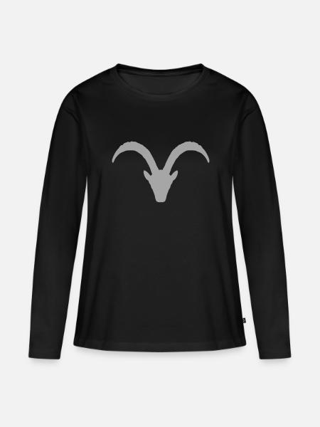 Steinbock - Frauen Premium Bio Langarmshirt - Schwarz