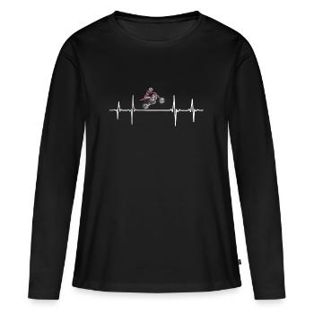 Motocross woman EKG pulse heartbeat motocross - Women's Premium Organic Long Sleeve Shirt - black - Front - Julia (174cm)