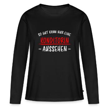 Konditorin Lustiger Spruch Torten Backen Geschenk - Frauen Premium Bio Langarmshirt - Schwarz - Vorne - Julia (174cm)
