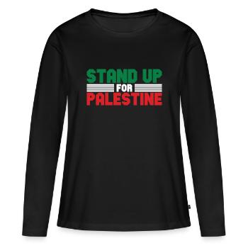 Free Palestine Stand up for Palestina - Frauen Premium Bio Langarmshirt - Schwarz - Vorne - Julia (174cm)