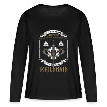 Ich bin keine Prinzessin sondern eine Schildmaid - Frauen Premium Bio Langarmshirt - Schwarz - Vorne - Julia (174cm)