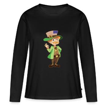Kobold créatures mythiques Leprechaun Drapeau cadeau Etats-Unis - T-shirt manches longues Premium bio Femme - noir - Devant - Julia (174cm)