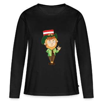 Kobold Leprechaun drapeau fable cadeau Autriche - T-shirt manches longues Premium bio Femme - noir - Devant - Julia (174cm)