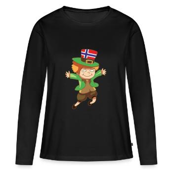 fable Kobold Leprechaun Drapeau Norvège Cadeau - T-shirt manches longues Premium bio Femme - noir - Devant - Julia (174cm)