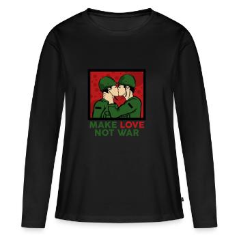 Love Peace Peace Peace War Statement Gift - Women's Premium Organic Long Sleeve Shirt - black - Front - Julia (174cm)