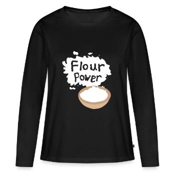 Puissance de la farine - T-shirt manches longues Premium bio Femme - noir - Devant - Julia (174cm)