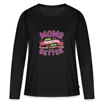 Maman mère fête des mères disant cadeau - T-shirt manches longues Premium bio Femme - noir - Devant - Julia (174cm)