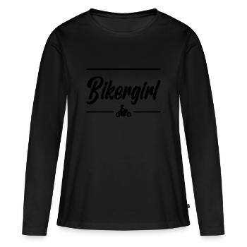Bikergirl Chopper Motorradfahrerin Biker-Girl Bike - Frauen Premium Bio Langarmshirt - Schwarz - Vorne - Julia (174cm)