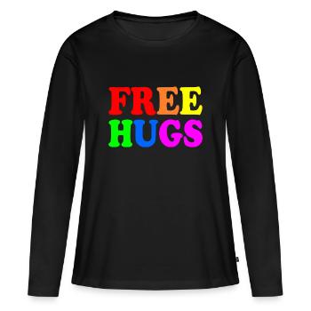 Free hugs - T-shirt manches longues Premium bio Femme - noir - Devant - Julia (174cm)