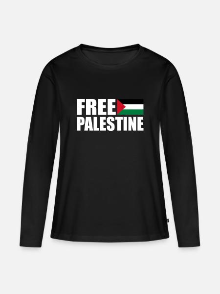 Free palestine - Frauen Premium Bio Langarmshirt - Schwarz