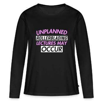 DES CONFÉRENCES IMPRÉVUES SUR LE PATIN À ROUES ALIGNÉES PEUVENT AVOIR LIEU - T-shirt manches longues Premium bio Femme - noir - Devant - Julia (174cm)
