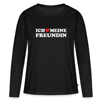 J’aime ma copine, les cadeaux de petite amie - T-shirt manches longues Premium bio Femme - noir - Devant - Julia (174cm)