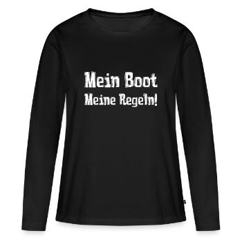 Mon bateau Mes règles! - T-shirt manches longues Premium bio Femme - noir - Devant - Julia (174cm)