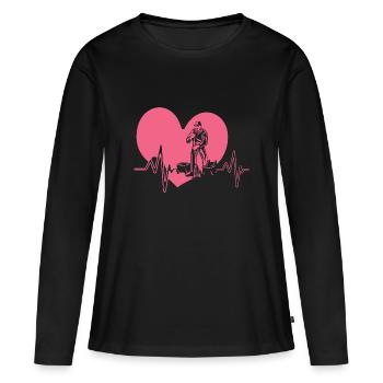 Fréquence cardiaque du soignant - T-shirt manches longues Premium bio Femme - noir - Devant - Julia (174cm)