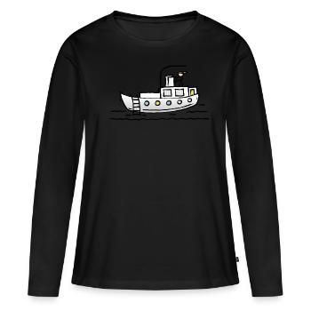 Bateau bateau bateau avec capitaine - T-shirt manches longues Premium bio Femme - noir - Devant - Julia (174cm)