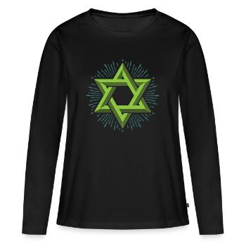 Etoile de David, religion hexagram Judaïsme Juif - T-shirt manches longues Premium bio Femme - noir - Devant - Julia (174cm)